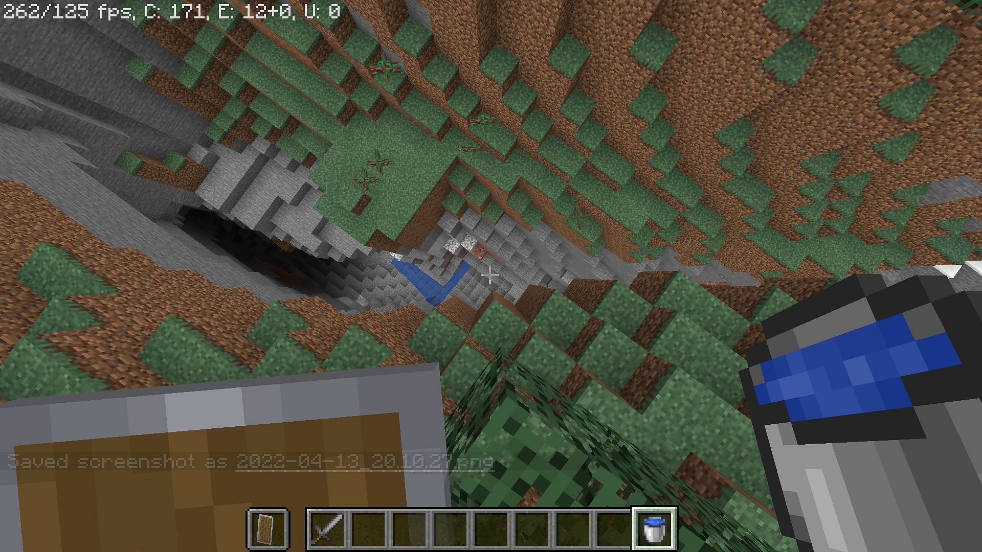 Water bucket can help prevent fall damage (Image via Minecraft)